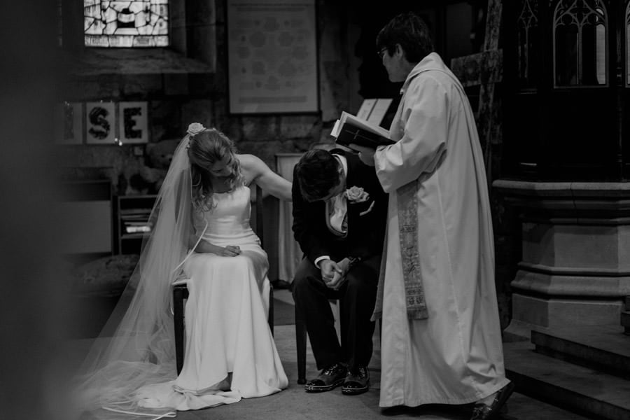 bride and groom at st olave s church york modern documentary photography