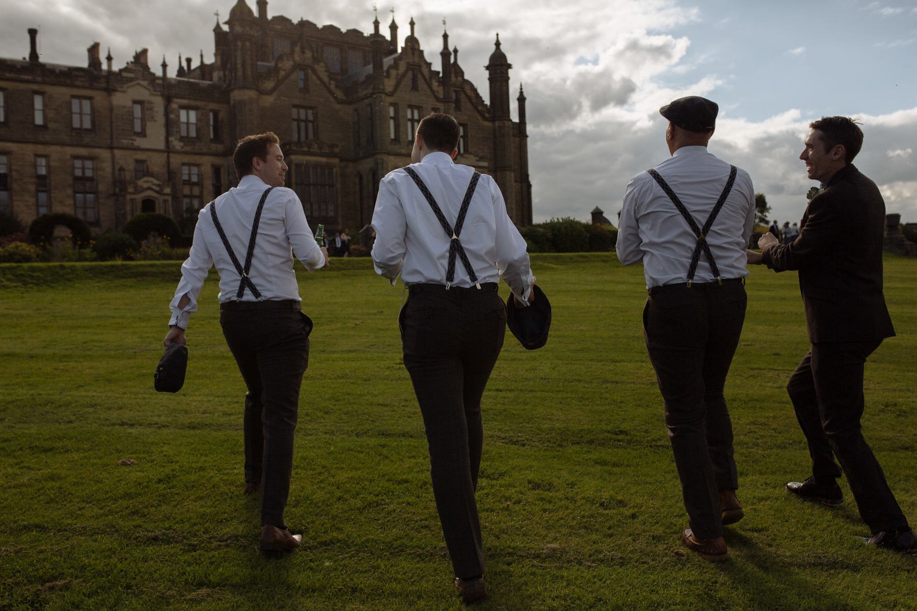 groomsmen with braces at allerton castle modern documentary photographer