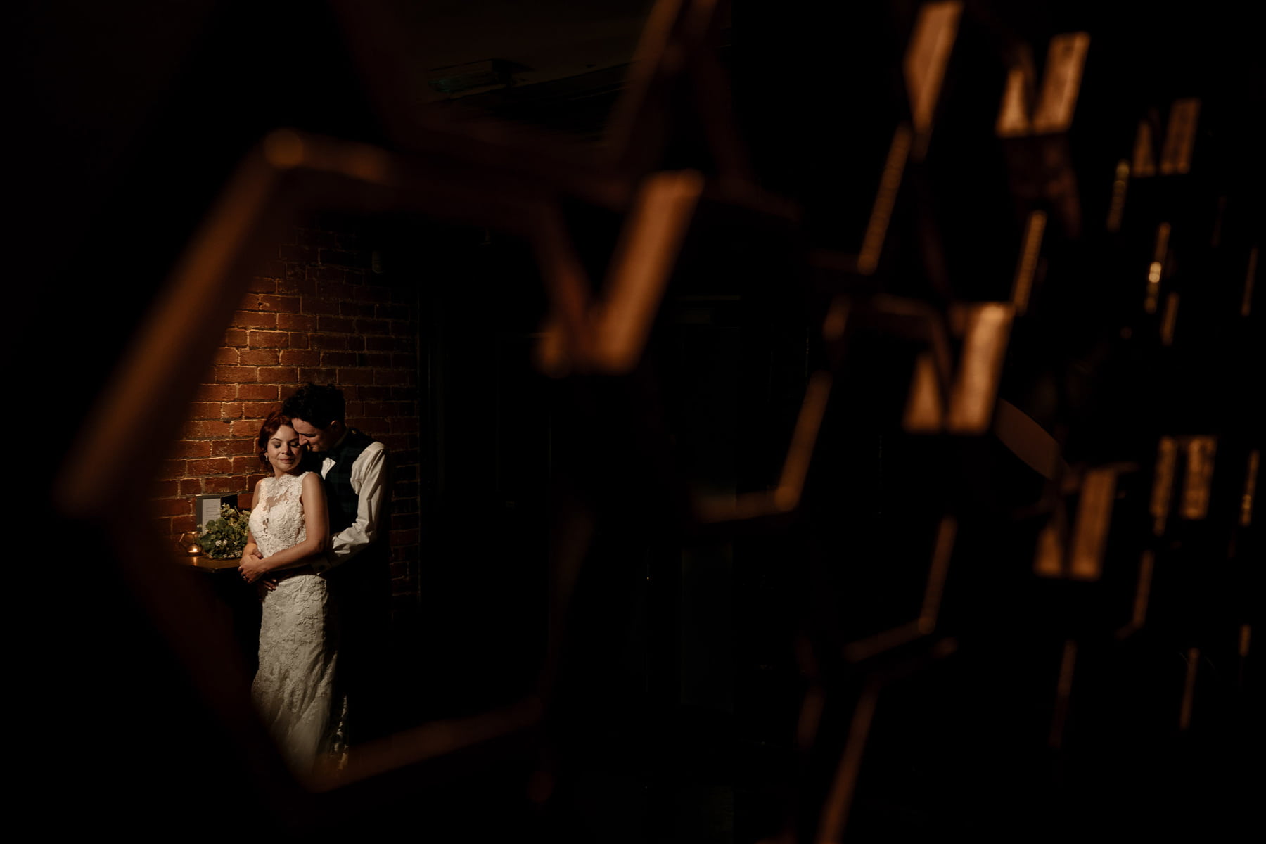 bride and groom at new craven hall wedding photographer