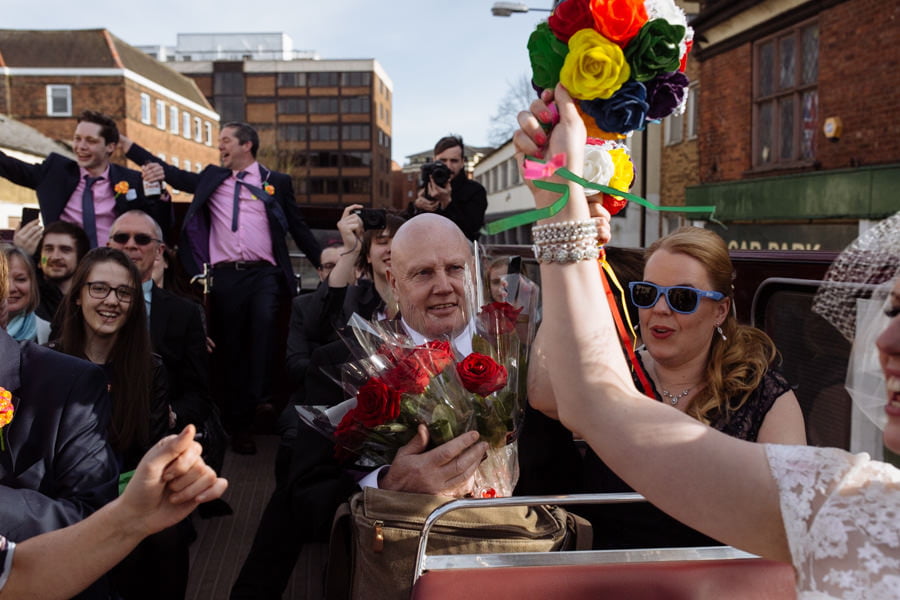 open top vintage wedding bus york