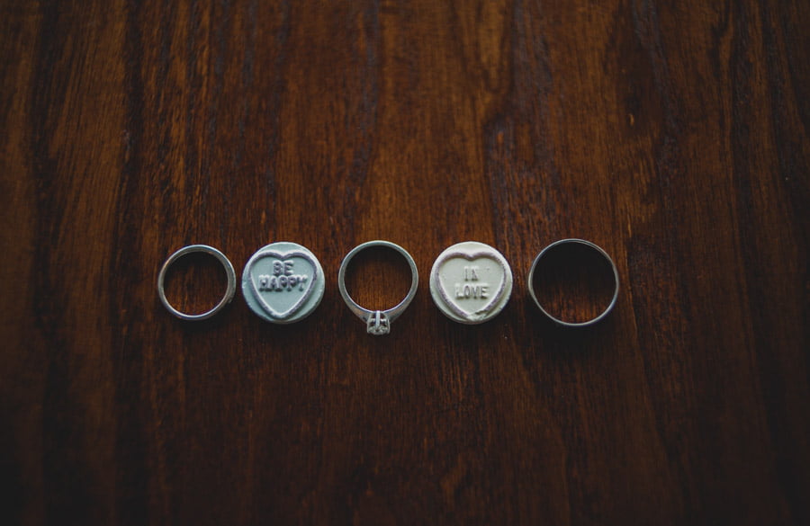 Wedding rings with sweets