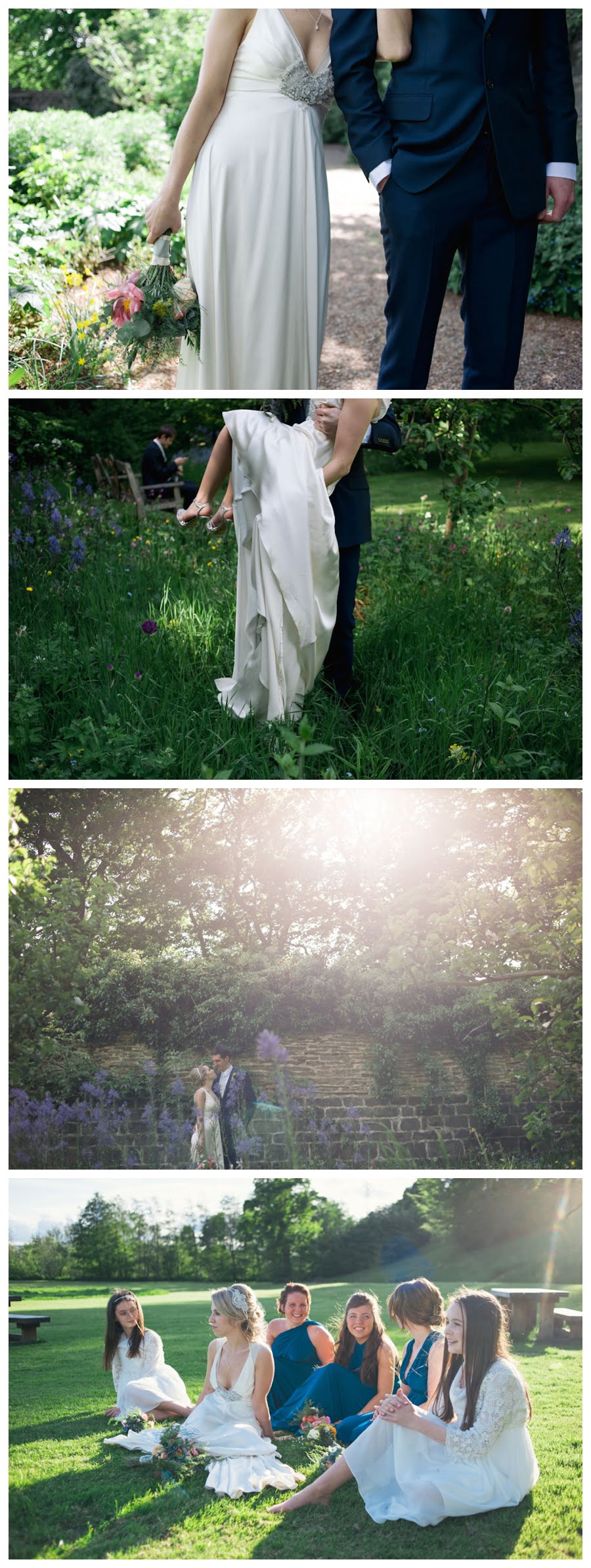 Bride & Groom and flowers at East Riddlesden hall.
