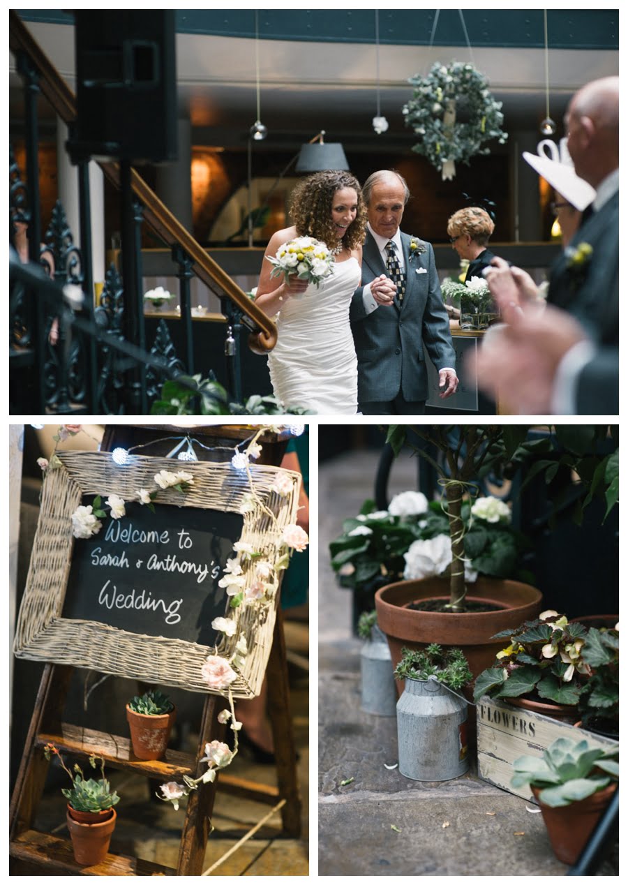 Bride arrives at Anthony's Piaaza at Leeds Corn Exchange.