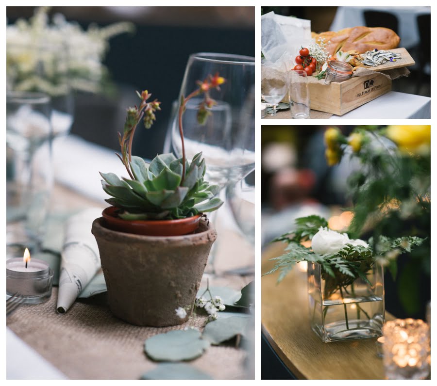 Succulents in pots - wedding flower ideas