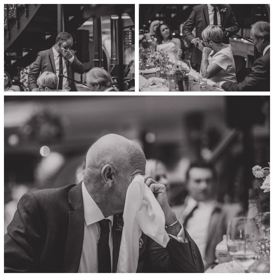 Father of the groom crying
