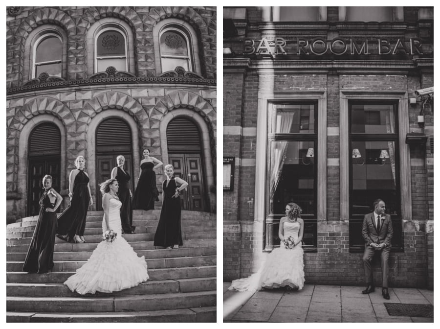 Bride and bridesmaids at the Corn Exchange, Leeds