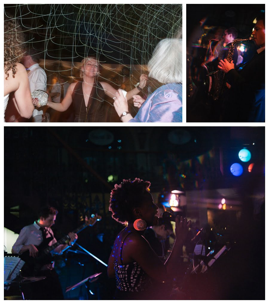 DJ and guests dancing at wedding/