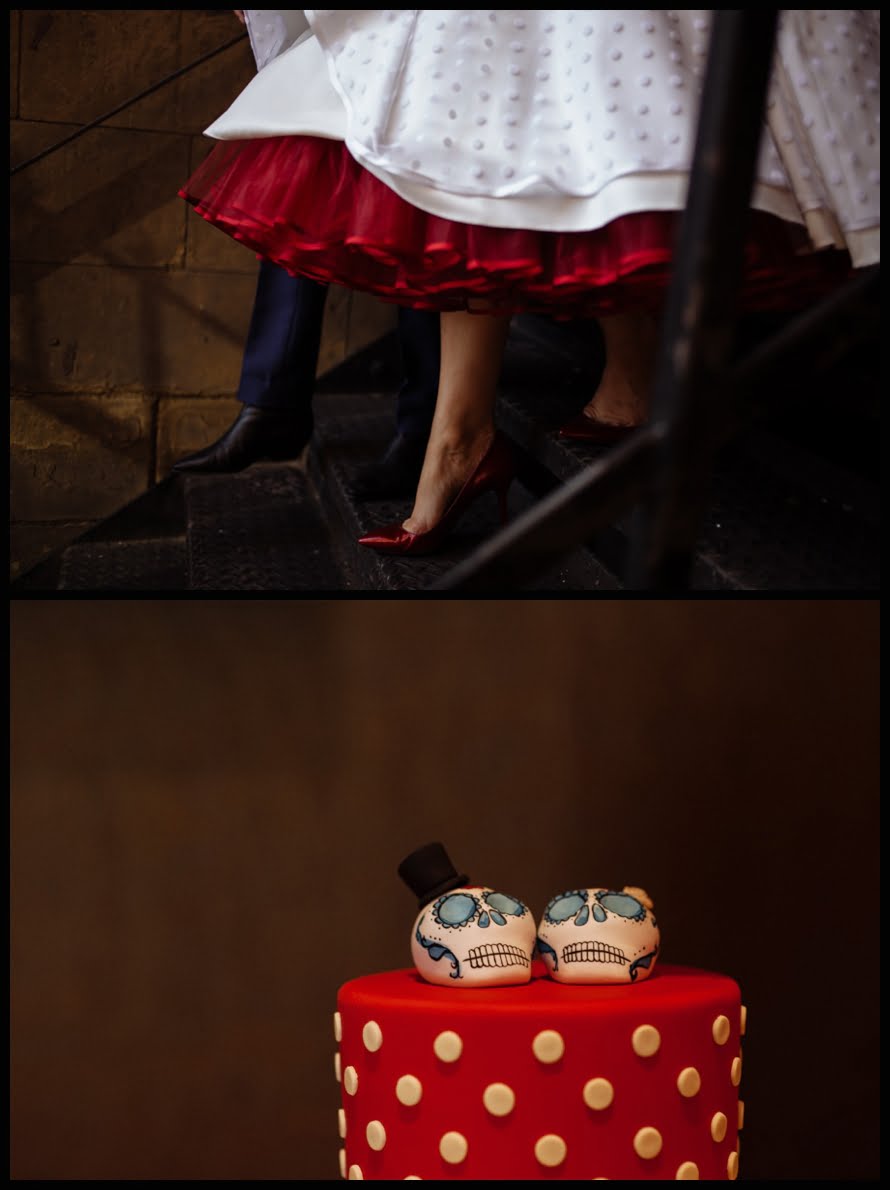 red, shoes, skulls, cake, wedding, retro, 1950s, photographer