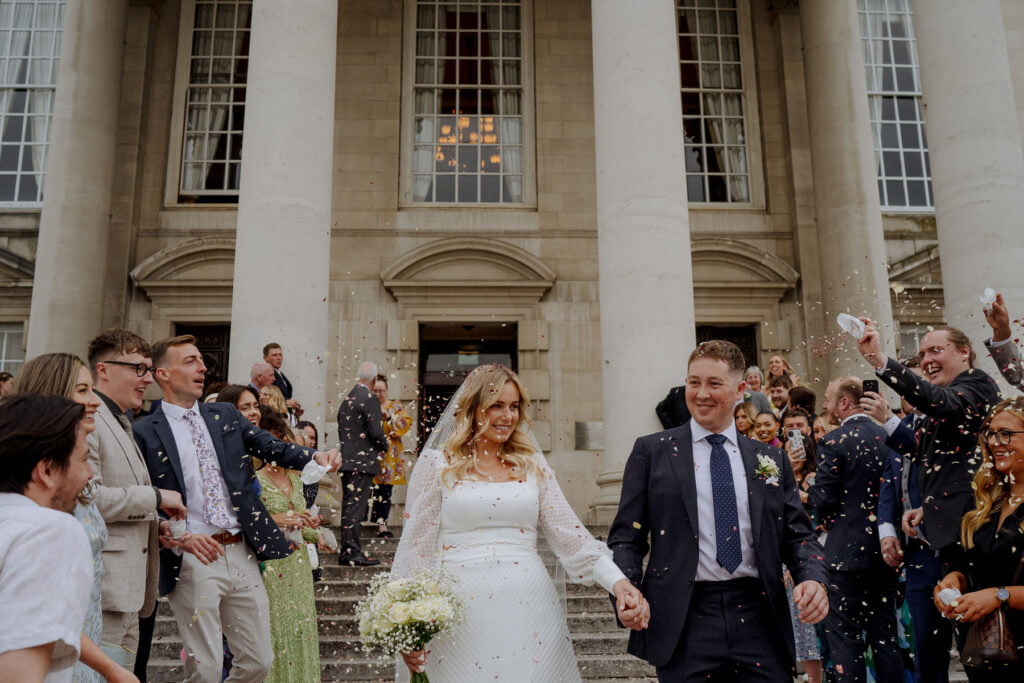 Bride and groom at the Civic Hall Leeds