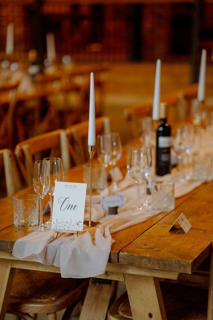 table decor at lodge farm wedding venue cundall