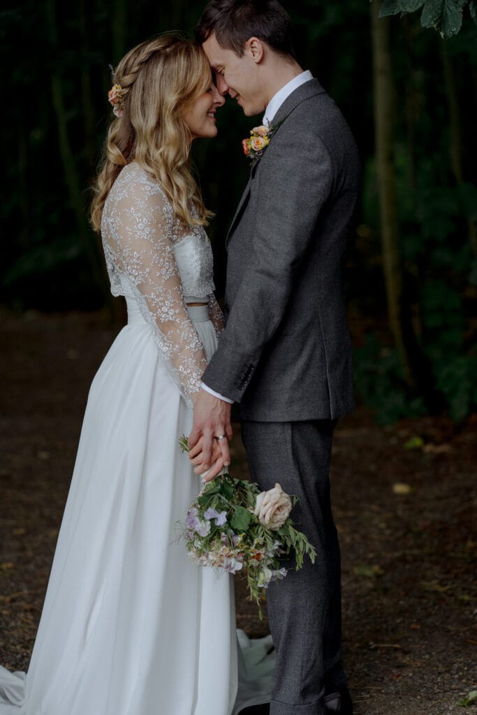 bride and groom at lodge farm wedding venue