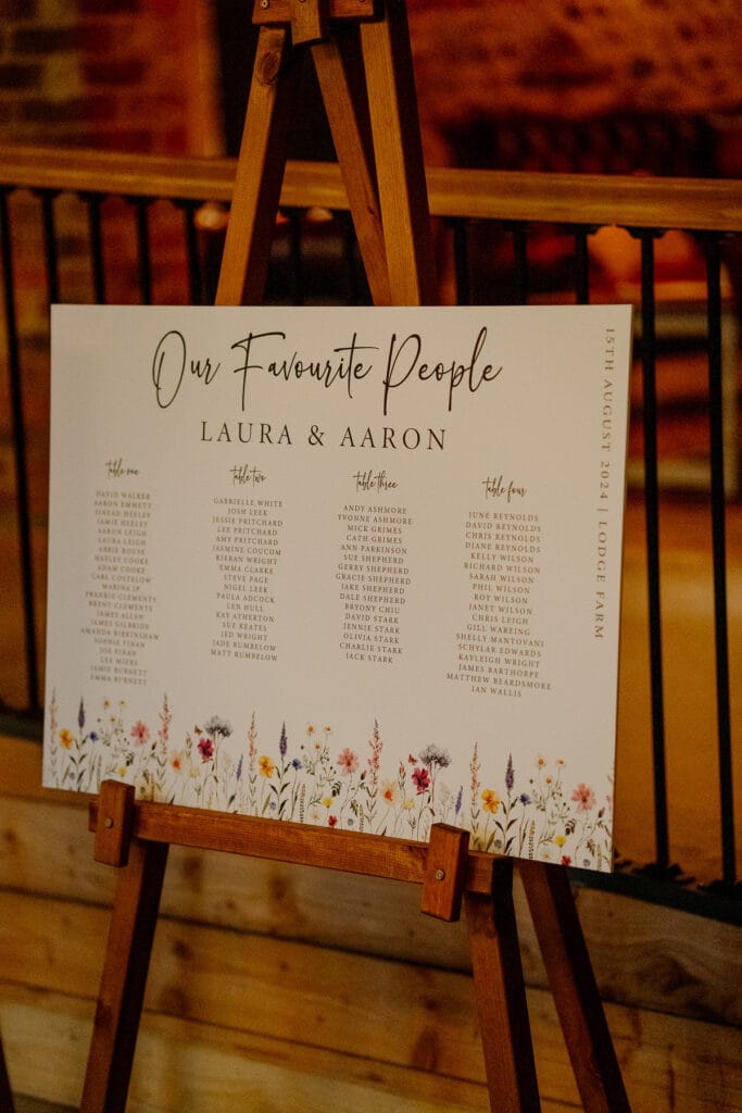 table plan at lodge farm wedding venue cundall