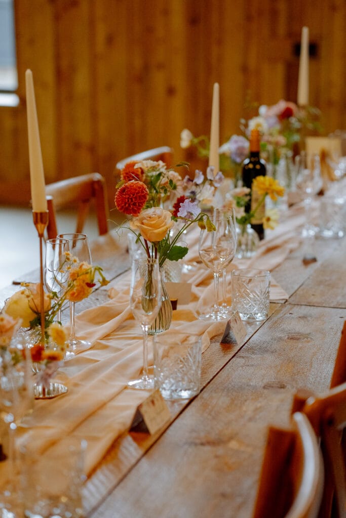 wedding table decor at lodge farm wedding venue cundall