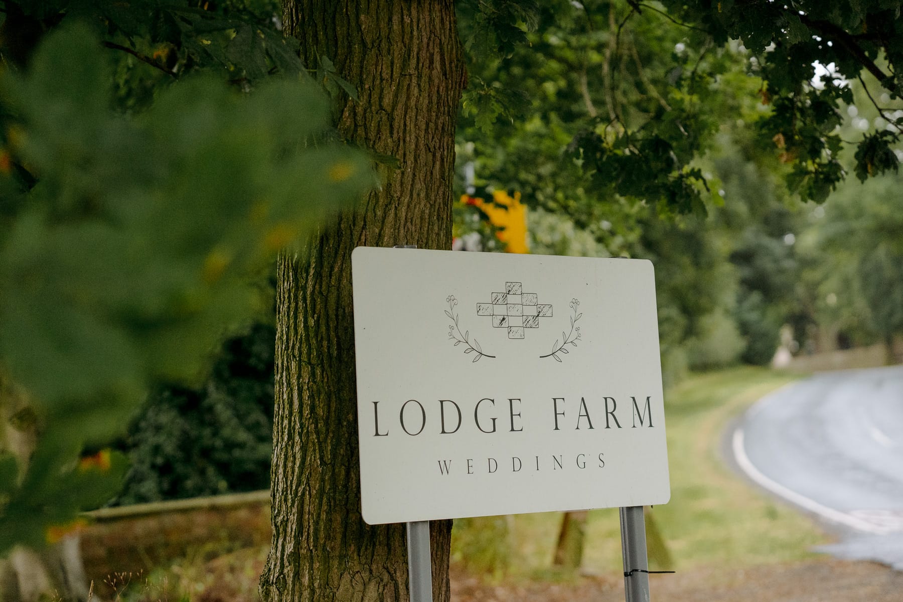 sign at lodge farm wedding venue cundall